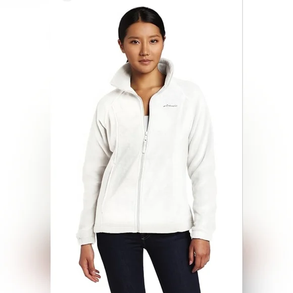 Columbia Sportswear Woman's White Fleece Full Zip Up Jacket - Picture 1 of 8